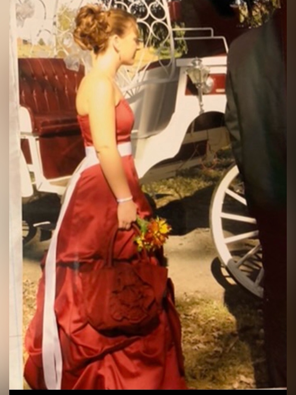 Size 4 Red Bridesmaid Dress David's Bridal Red Dress with White sash